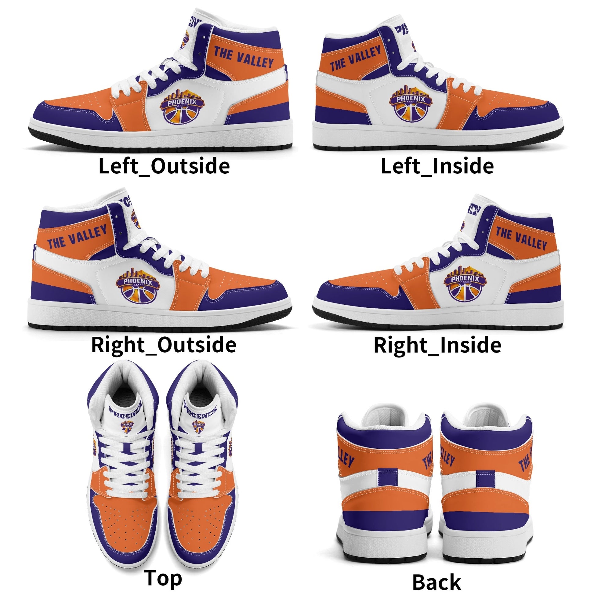 Phoenix basketball-inspired high top sneakers in white with all-over city graphic printed upper