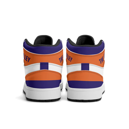 Phoenix basketball-inspired high top sneakers in white with all-over city graphic printed upper