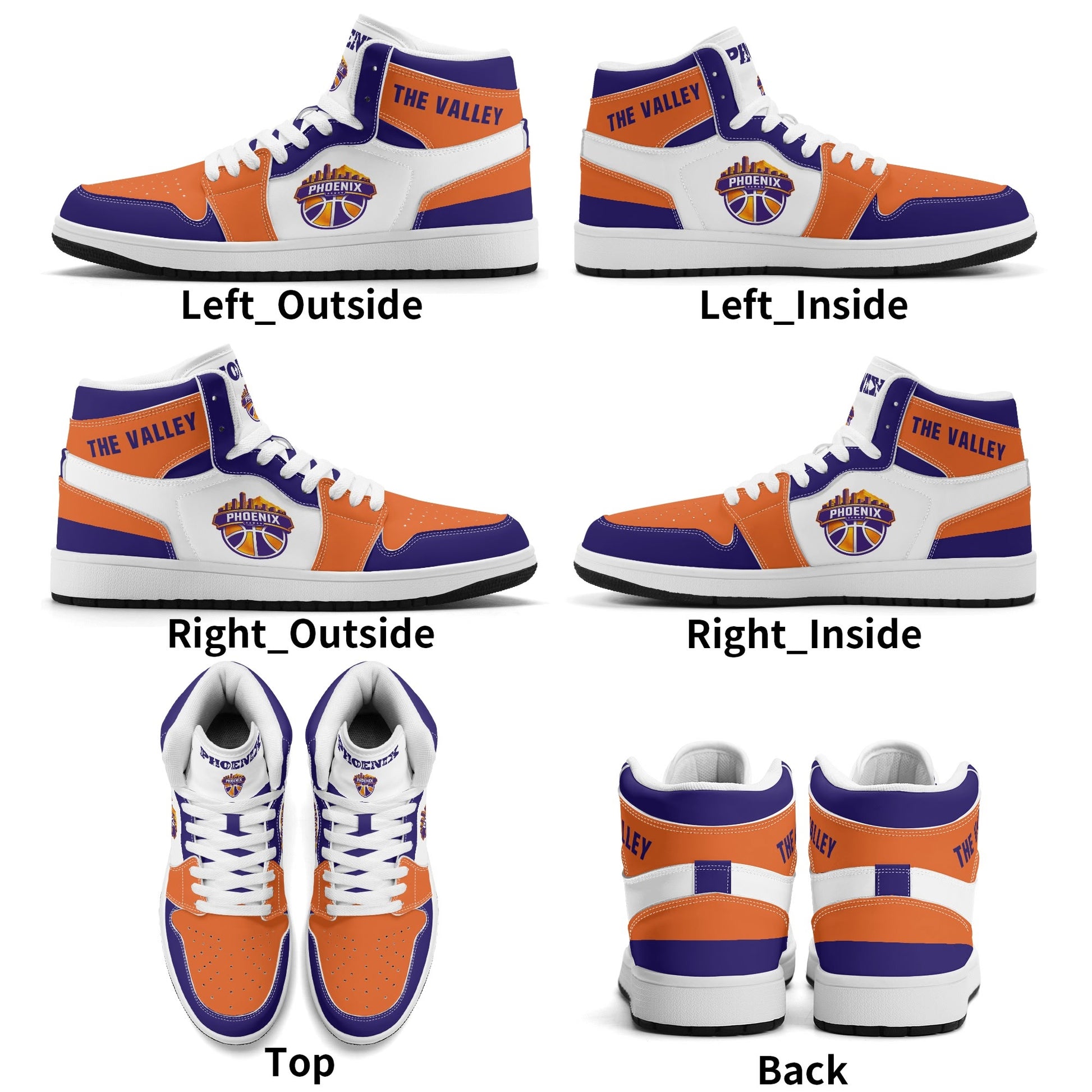 Phoenix basketball-inspired high top sneakers in white with all-over city graphic printed upper