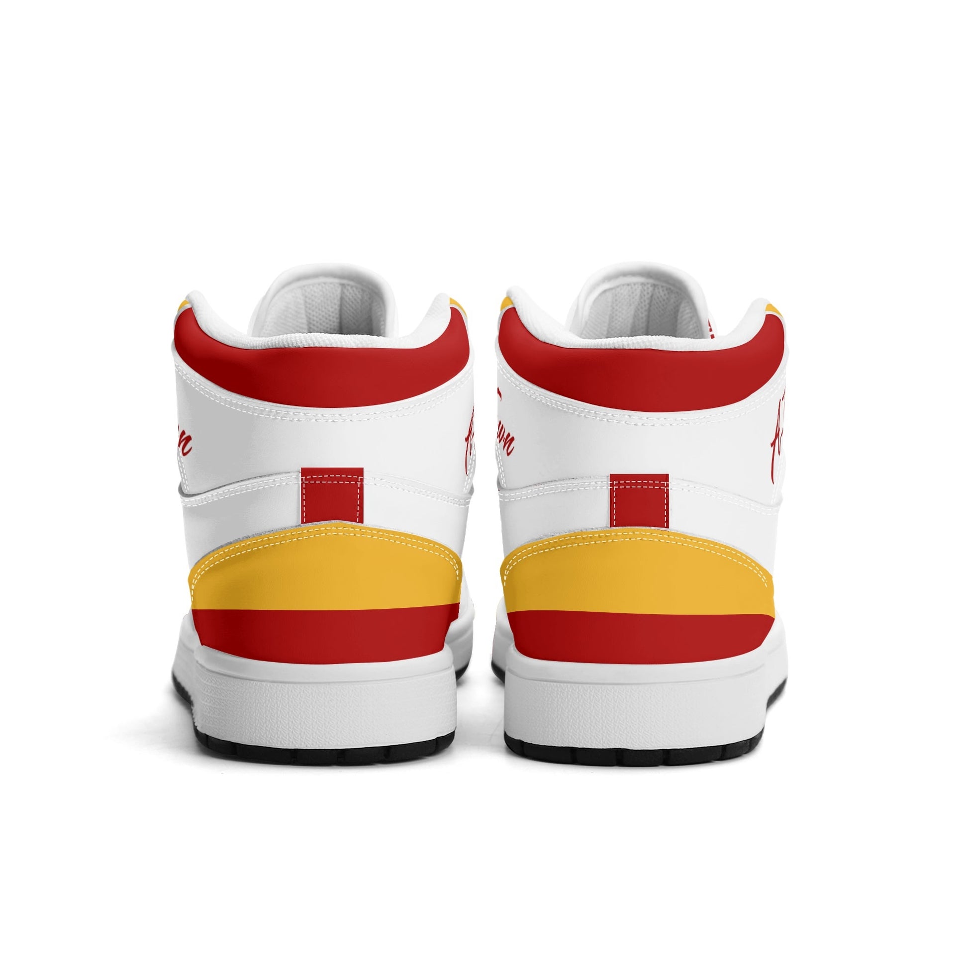 Atlanta basketball-inspired high top sneakers in white with all-over city graphic printed upper