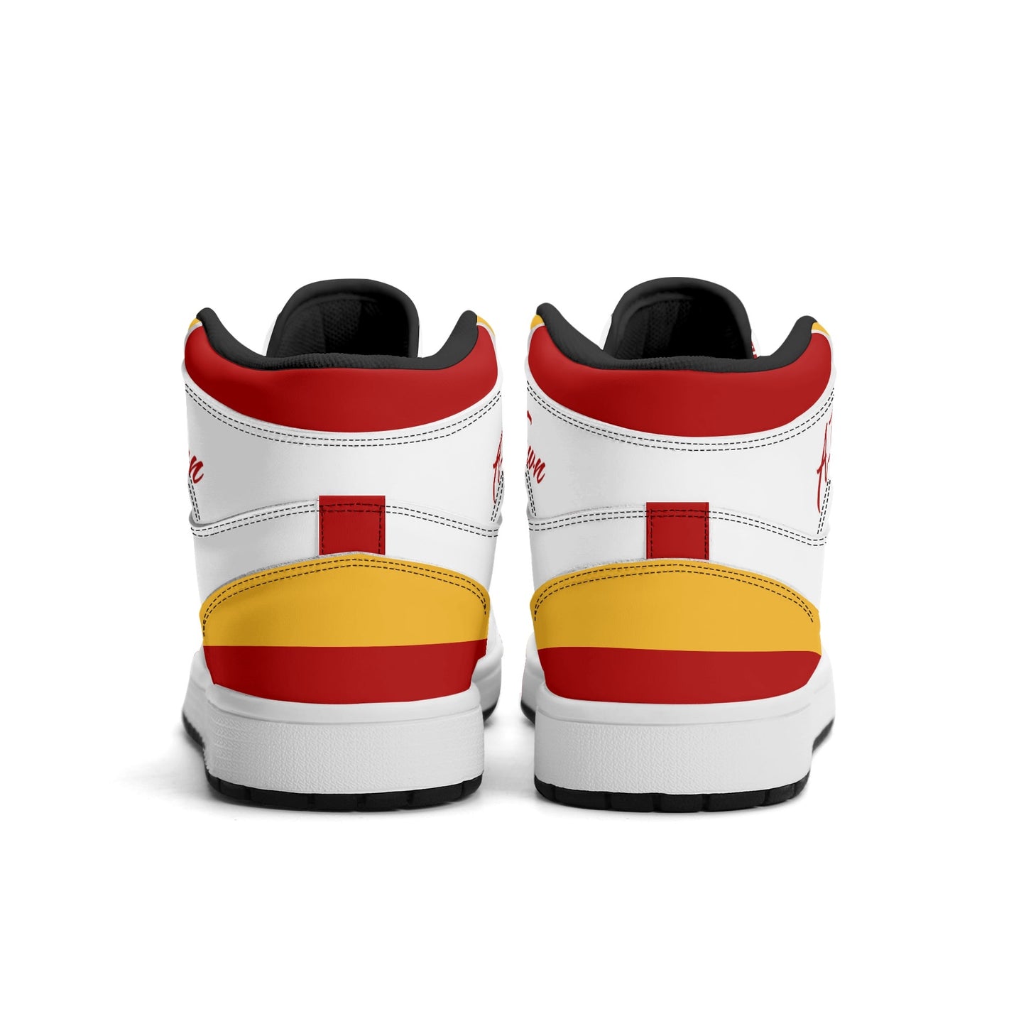 Atlanta basketball-inspired high top sneakers in white with all-over city graphic printed upper