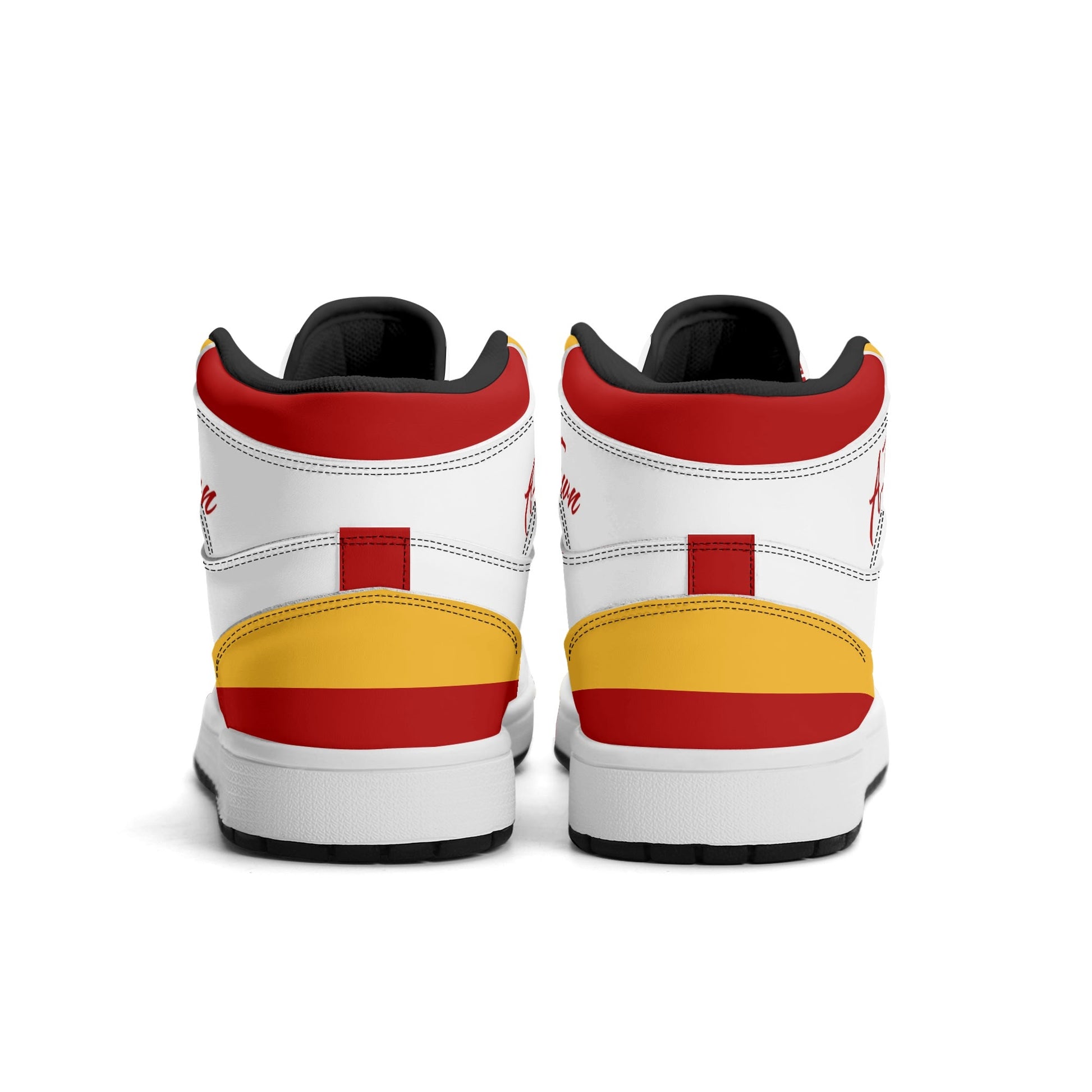 Atlanta basketball-inspired high top sneakers in white with all-over city graphic printed upper