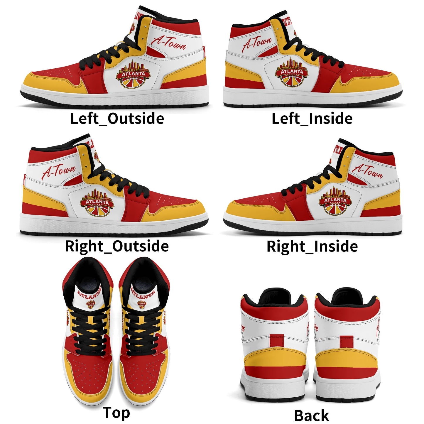 Atlanta basketball-inspired high top sneakers in white with all-over city graphic printed upper