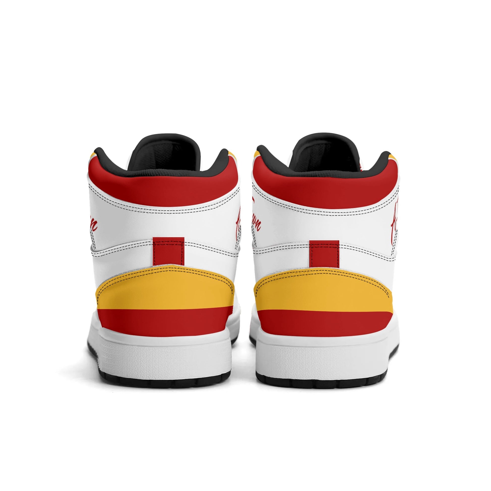 Atlanta basketball-inspired high top sneakers in white with all-over city graphic printed upper