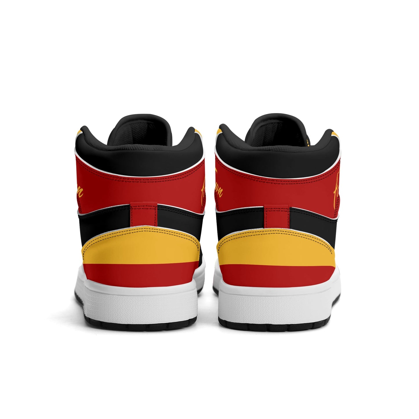 Atlanta basketball-inspired high top sneakers in black with all-over city graphic printed upper