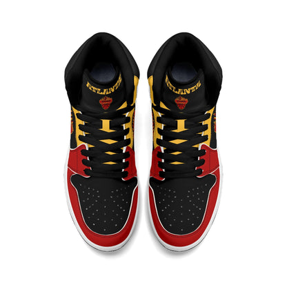 Atlanta basketball-inspired high top sneakers in black with all-over city graphic printed upper