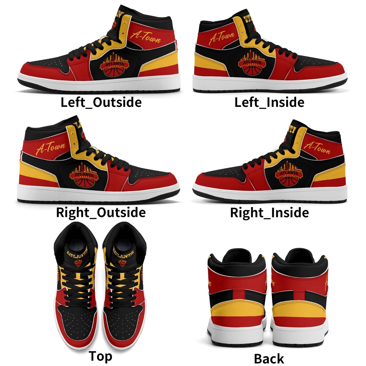 Atlanta basketball-inspired high top sneakers in black with all-over city graphic printed upper