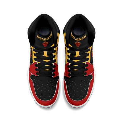 Atlanta basketball-inspired high top sneakers in black with all-over city graphic printed upper