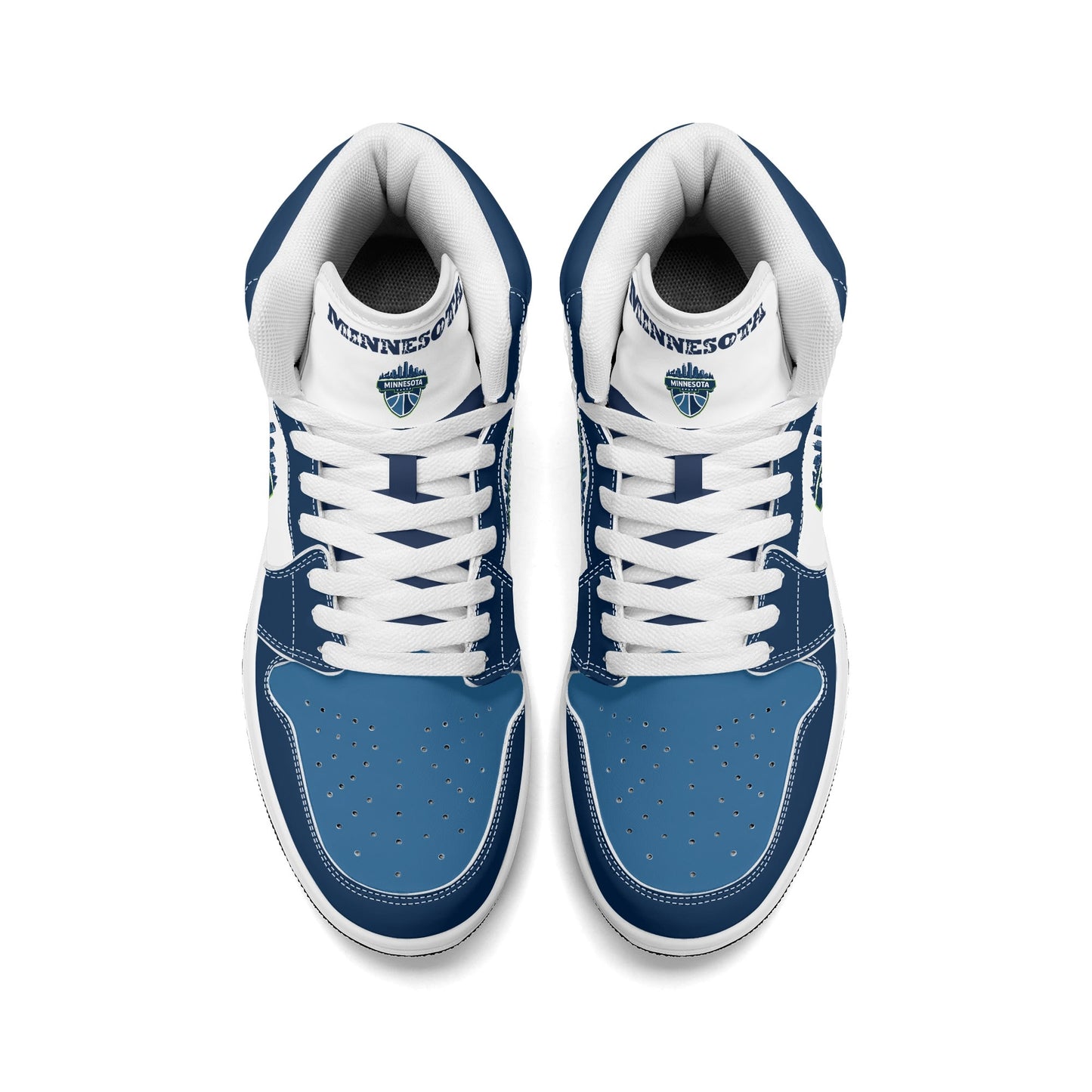 Minnesota basketball-inspired high top sneakers in white with all-over city graphic printed upper
