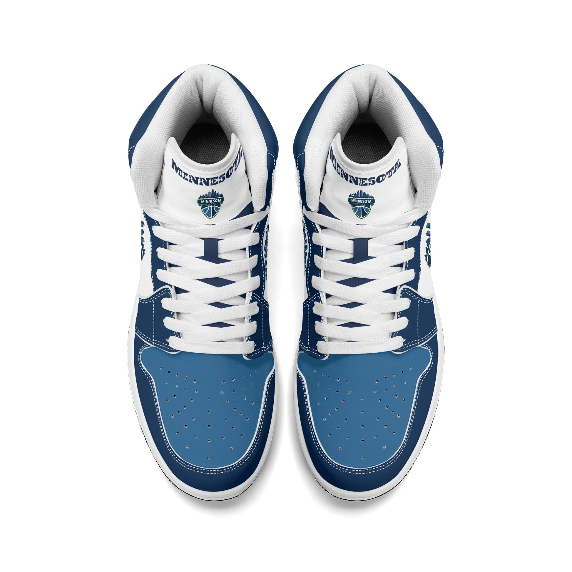 Minnesota basketball-inspired high top sneakers in white with all-over city graphic printed upper