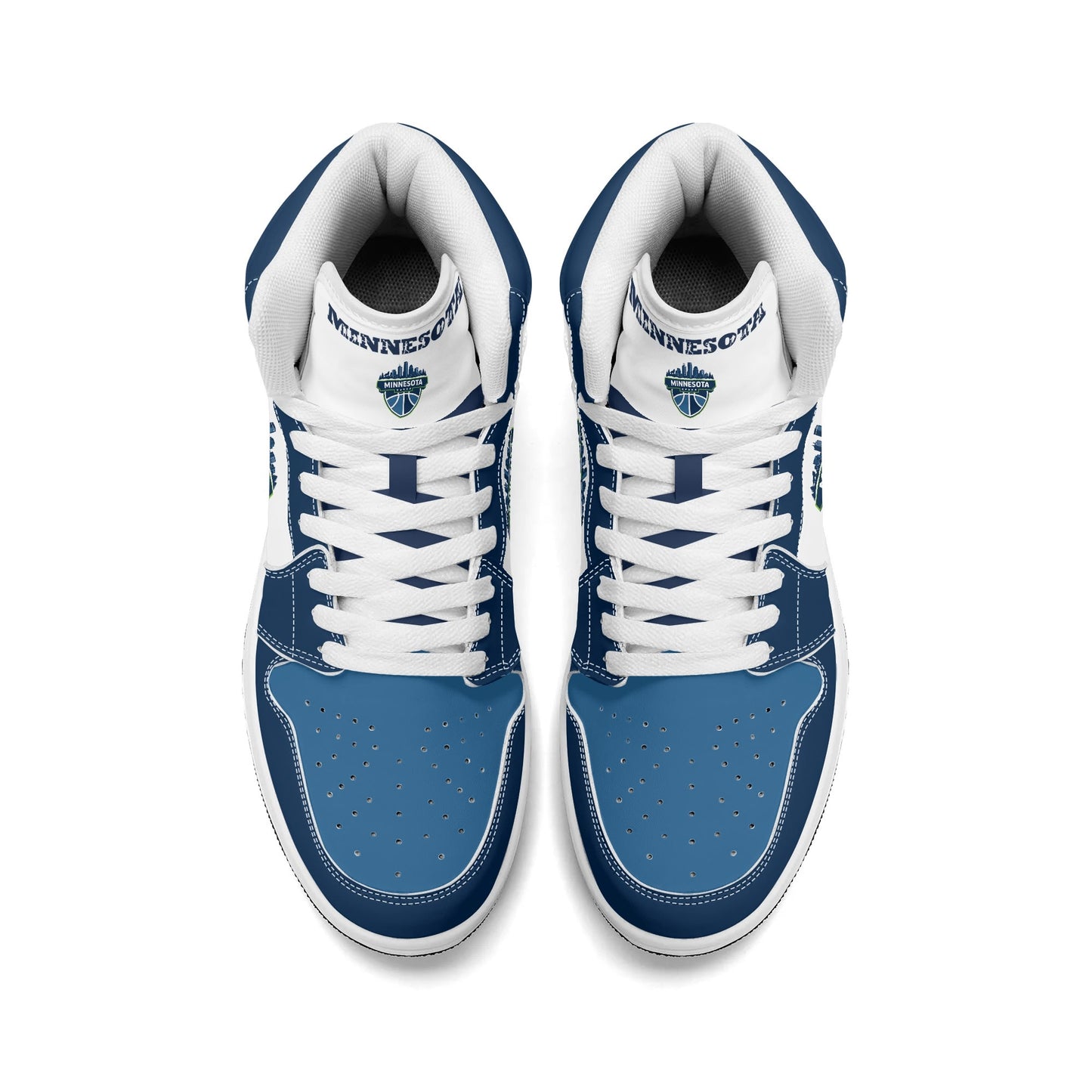 Minnesota basketball-inspired high top sneakers in white with all-over city graphic printed upper