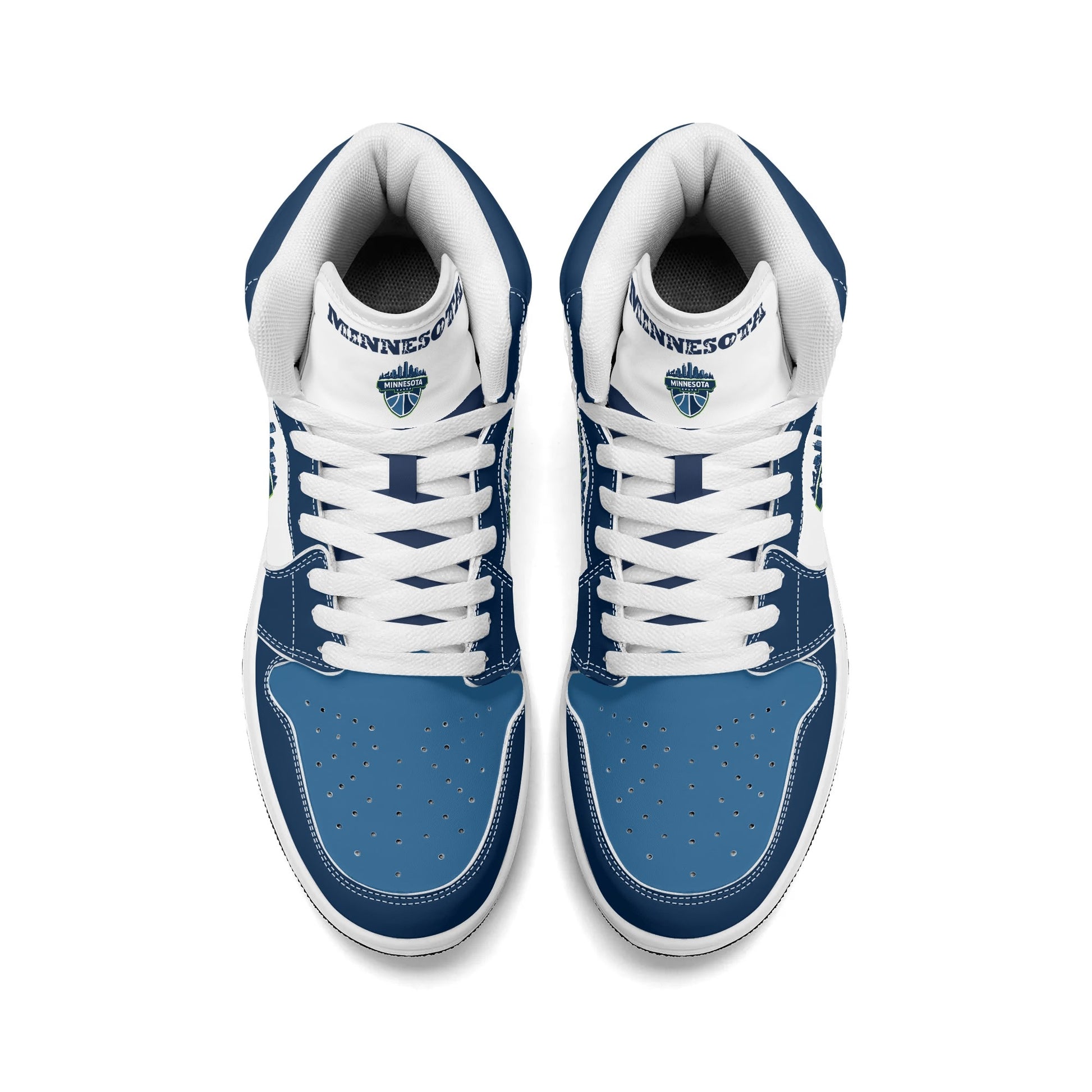 Minnesota basketball-inspired high top sneakers in white with all-over city graphic printed upper