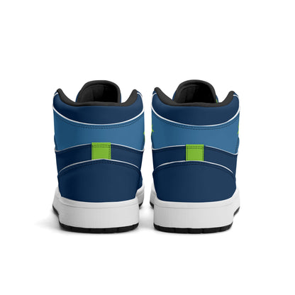 Minnesota basketball-inspired high top sneakers in navy with all-over city graphic printed upper