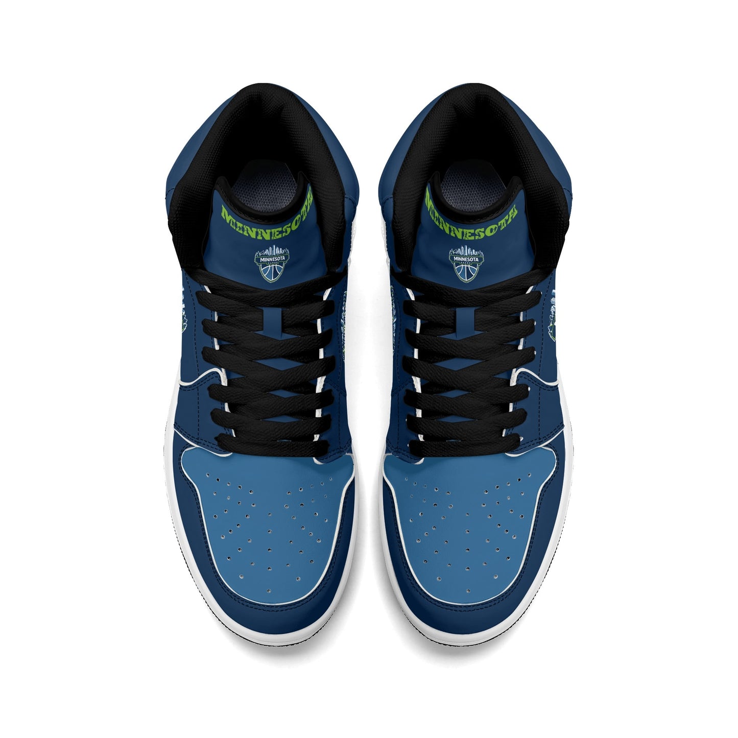 Minnesota basketball-inspired high top sneakers in navy with all-over city graphic printed upper
