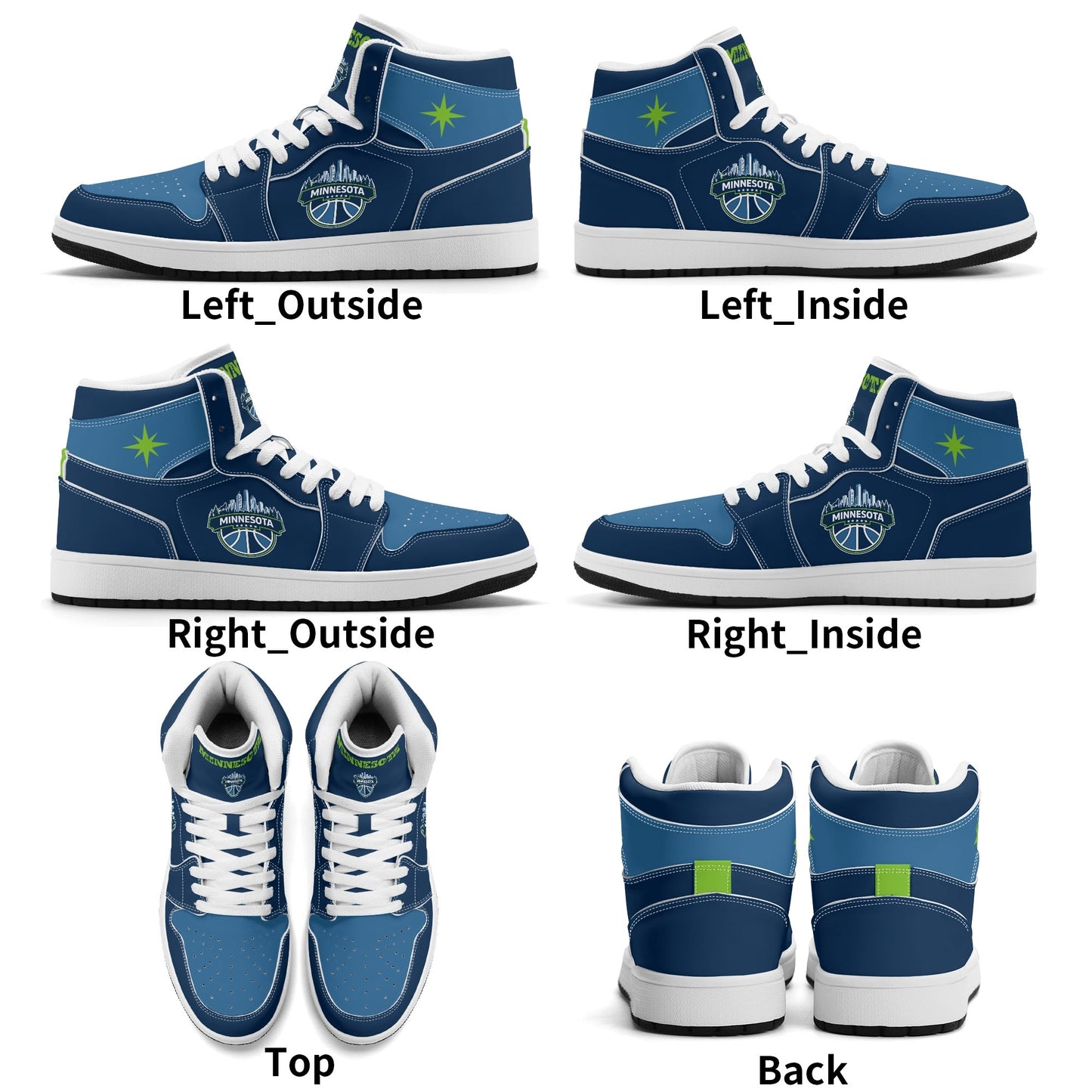 Minnesota basketball-inspired high top sneakers in navy with all-over city graphic printed upper