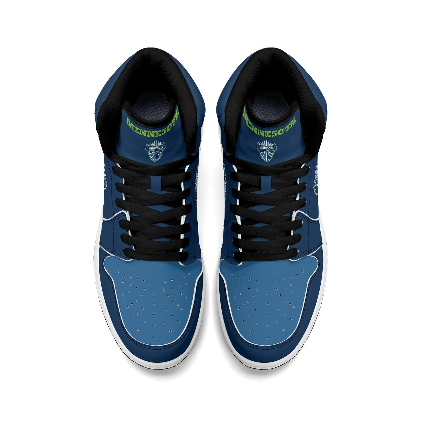 Minnesota basketball-inspired high top sneakers in navy with all-over city graphic printed upper