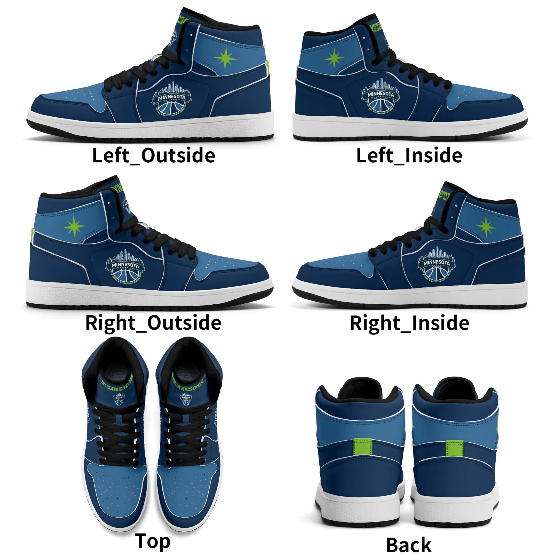 Minnesota basketball-inspired high top sneakers in navy with all-over city graphic printed upper