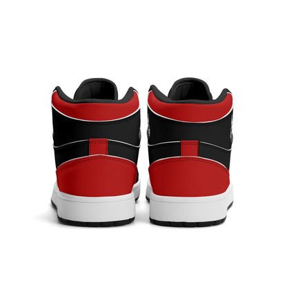 Portland basketball-inspired high top sneakers in black with all-over city graphic printed upper