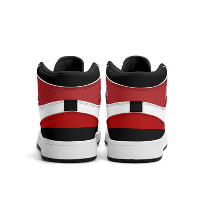 Portland basketball-inspired high top sneakers in white with all-over city graphic printed upper
