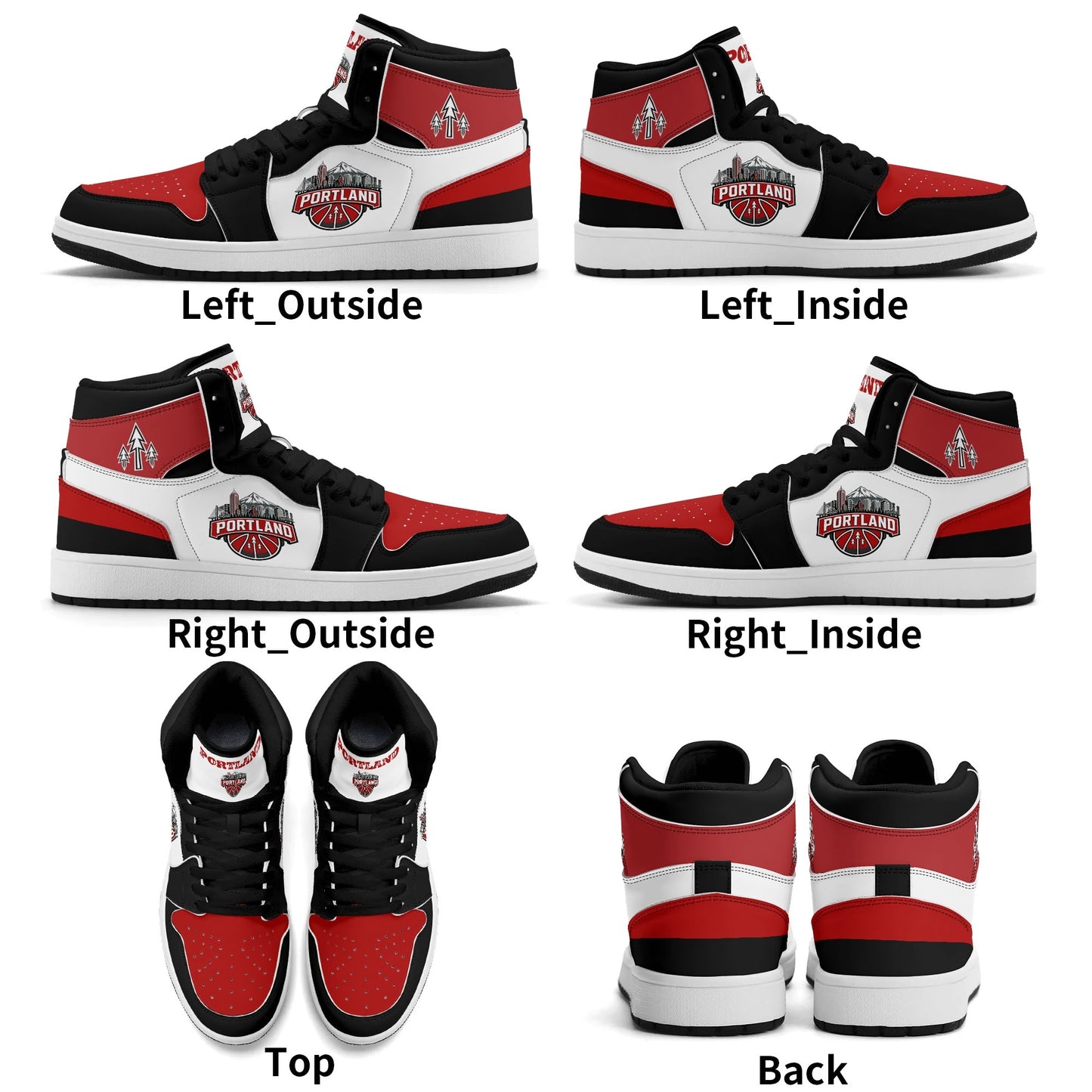 Portland basketball-inspired high top sneakers in white with all-over city graphic printed upper