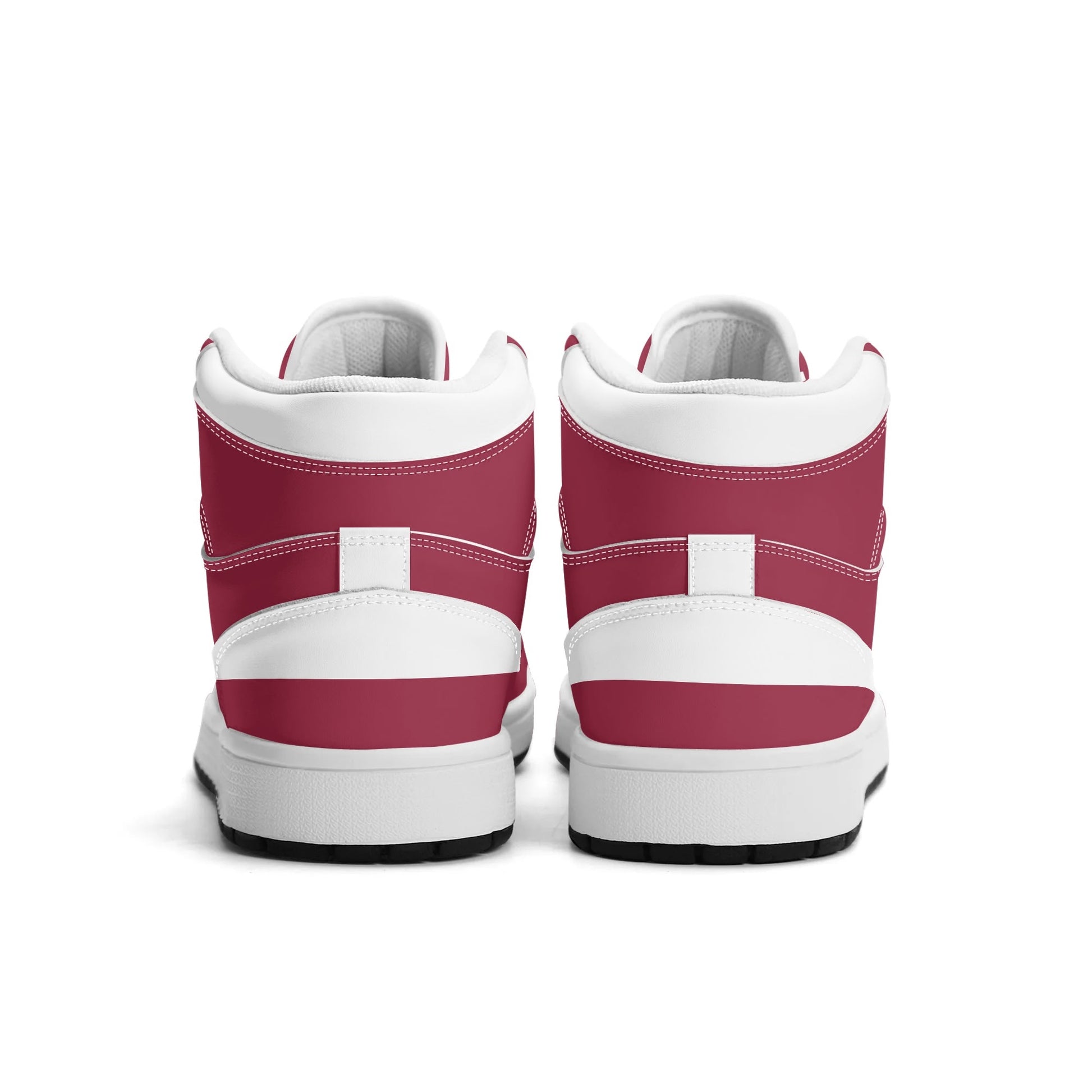 Arizona football-inspired Jamrock High top sneaker in cardinal red with a Phoenix skyline football badge and white mid panel