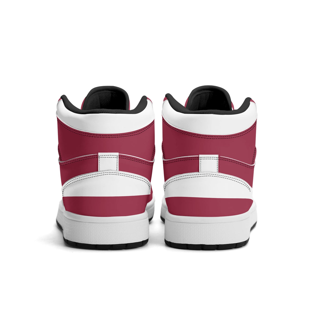 Arizona football-inspired Jamrock High top sneaker in cardinal red with a Phoenix skyline football badge and white mid panel