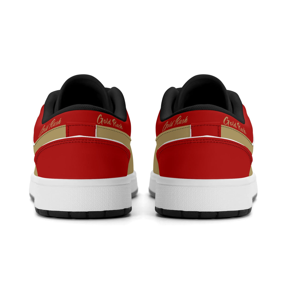 San Francisco football Jamrock Low top sneakers in red, gold with football badge with the Golden Gate Bridge over the skyline