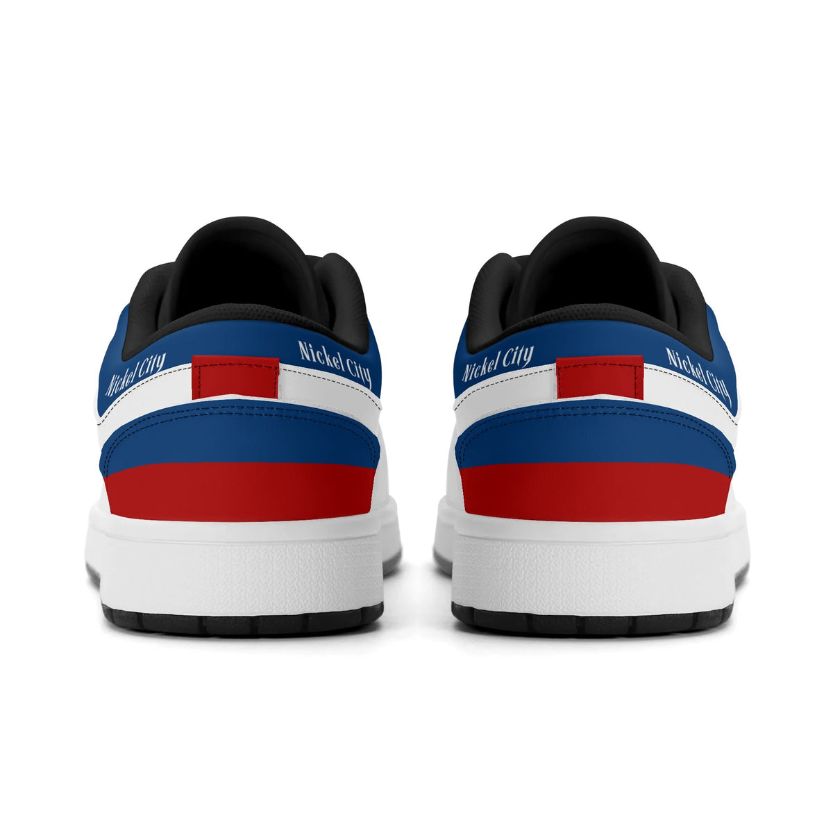 Buffalo football Jamrock Low top sneakers in blue, red, white with football badge with the skyline over the waterfront