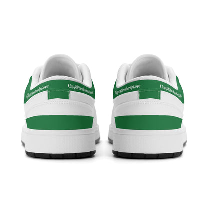 Philadelphia football Jamrock Low top sneakers in green, white with football badge with the skyline over the river
