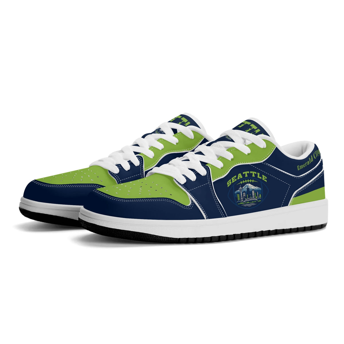 Seattle football Jamrock Low top sneakers in navy, green with football badge with the Space Needle and Mount Rainier
