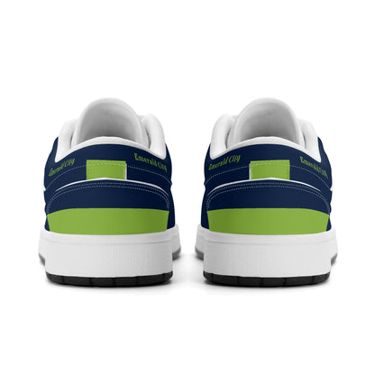 Seattle football Jamrock Low top sneakers in navy, green with football badge with the Space Needle and Mount Rainier