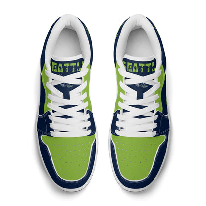 Seattle football Jamrock Low top sneakers in navy, green with football badge with the Space Needle and Mount Rainier