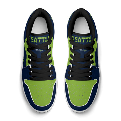 Seattle football Jamrock Low top sneakers in navy, green with football badge with the Space Needle and Mount Rainier
