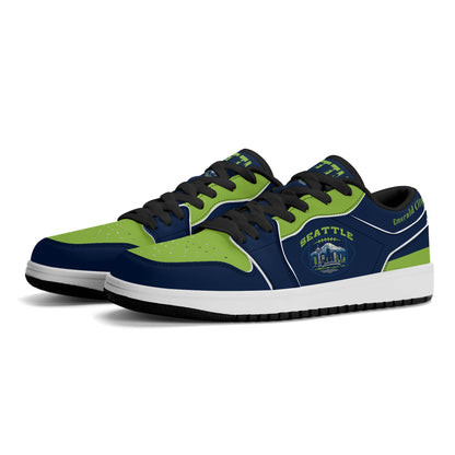 Seattle football Jamrock Low top sneakers in navy, green with football badge with the Space Needle and Mount Rainier