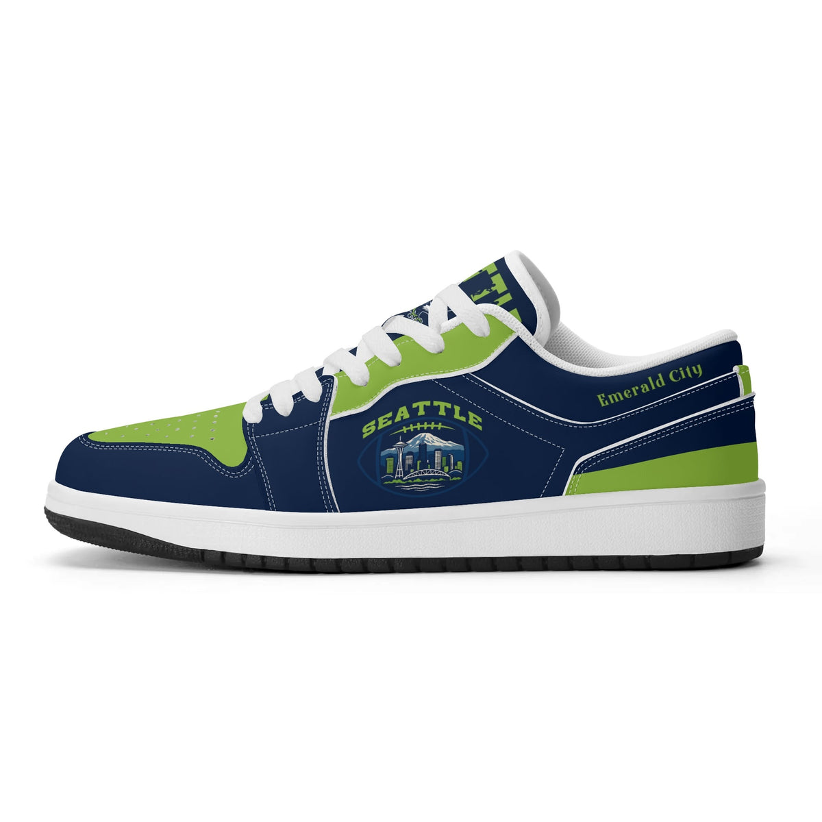 Seattle football Jamrock Low top sneakers in navy, green with football badge with the Space Needle and Mount Rainier