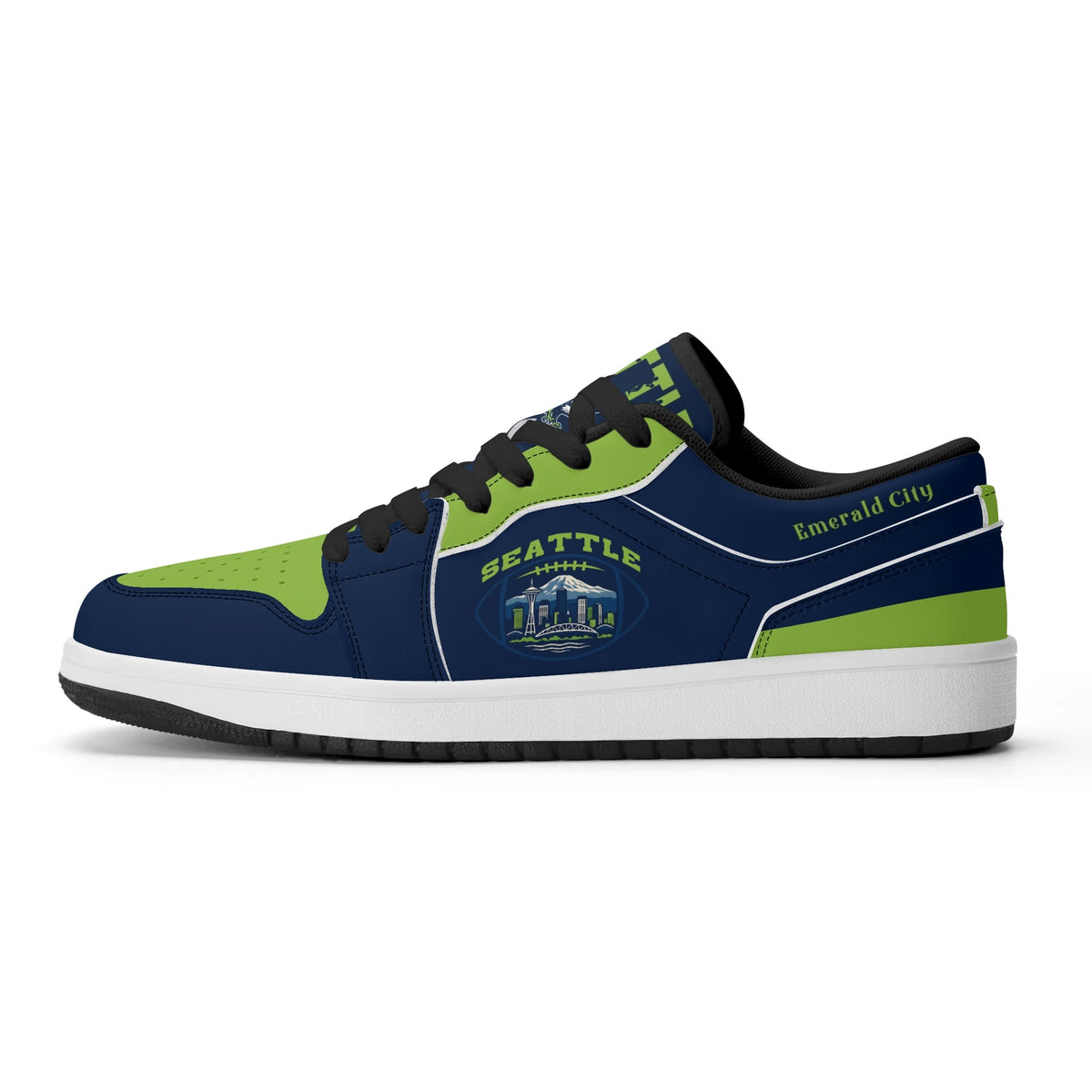 Seattle football Jamrock Low top sneakers in navy, green with football badge with the Space Needle and Mount Rainier