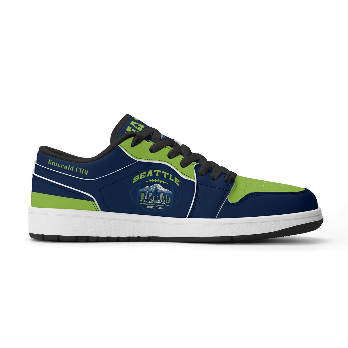 Seattle football Jamrock Low top sneakers in navy, green with football badge with the Space Needle and Mount Rainier