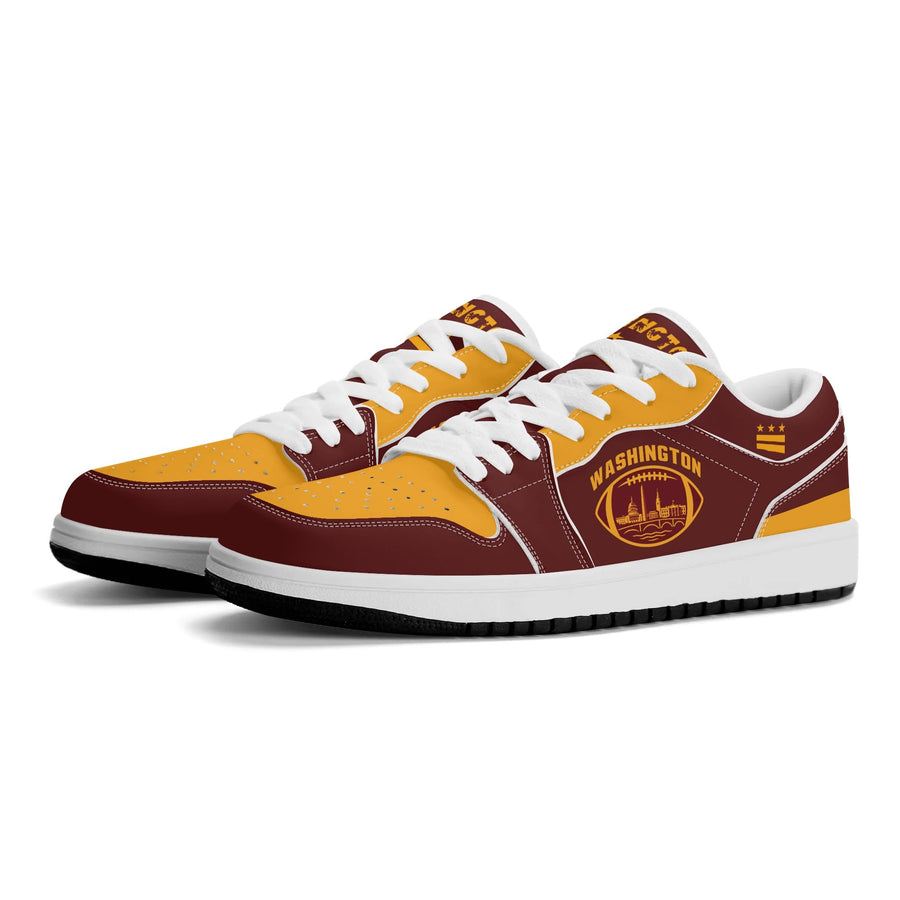 Washington football Jamrock Low top sneakers in maroon, gold with football badge with the Capitol skyline