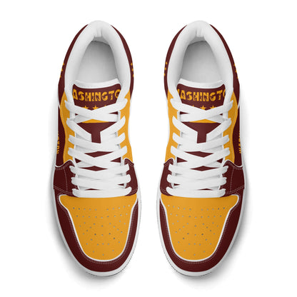 Washington football Jamrock Low top sneakers in maroon, gold with football badge with the Capitol skyline