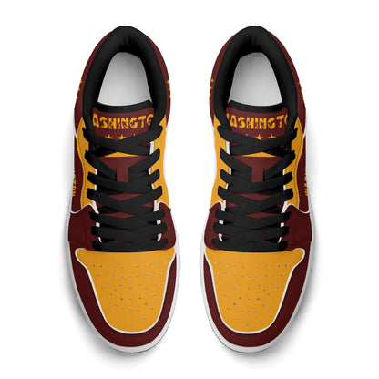 Washington football Jamrock Low top sneakers in maroon, gold with football badge with the Capitol skyline