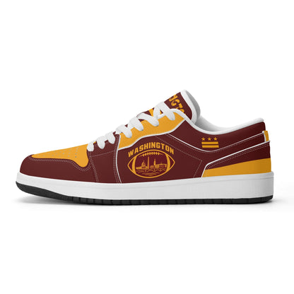 Washington football Jamrock Low top sneakers in maroon, gold with football badge with the Capitol skyline