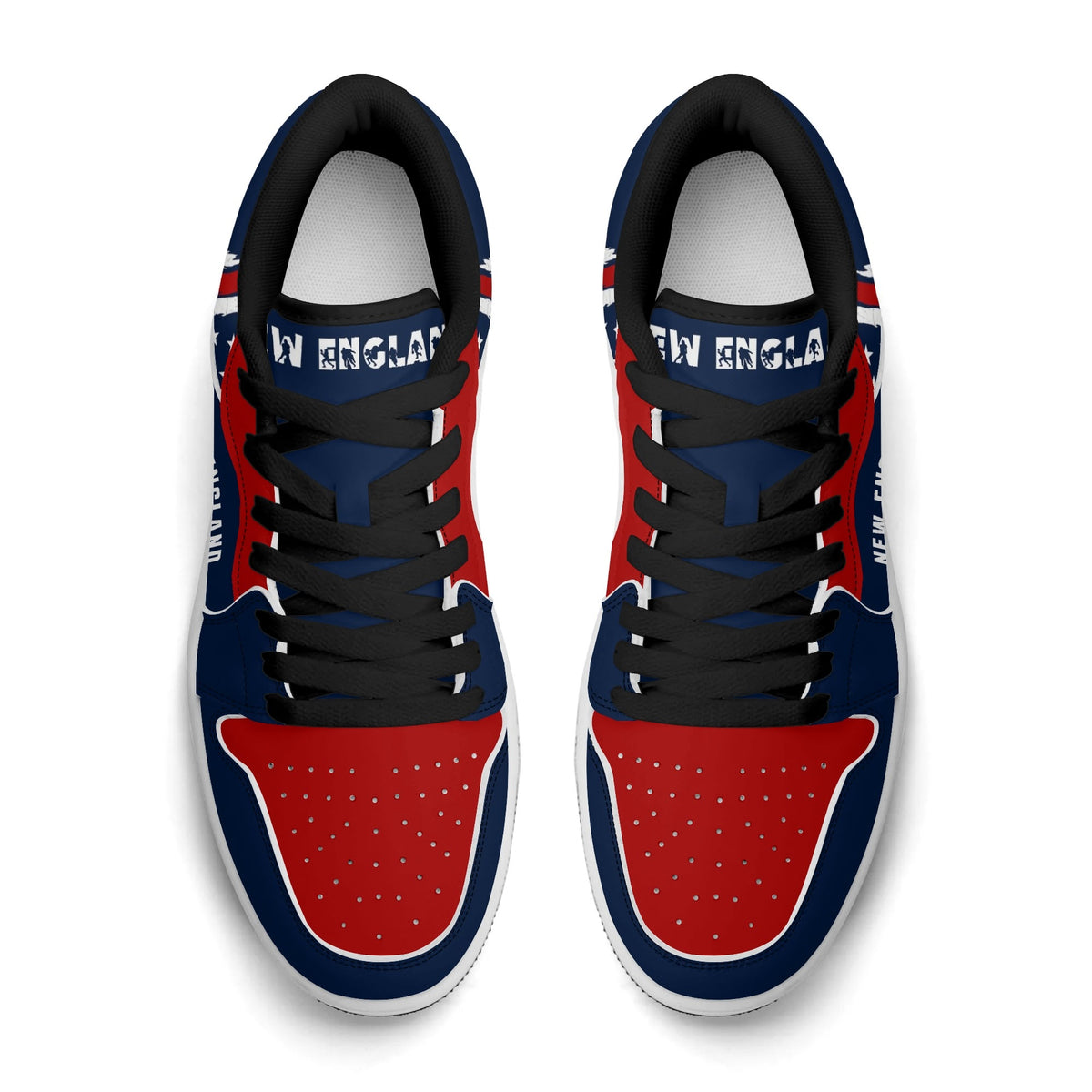 New England football Jamrock Low top sneakers in navy, red, white with football badge with a colonial-era soldier figure
