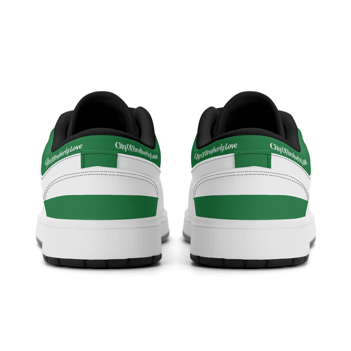 Philadelphia football Jamrock Low top sneakers in green, white with bold city mascot graphic on the quarter panel