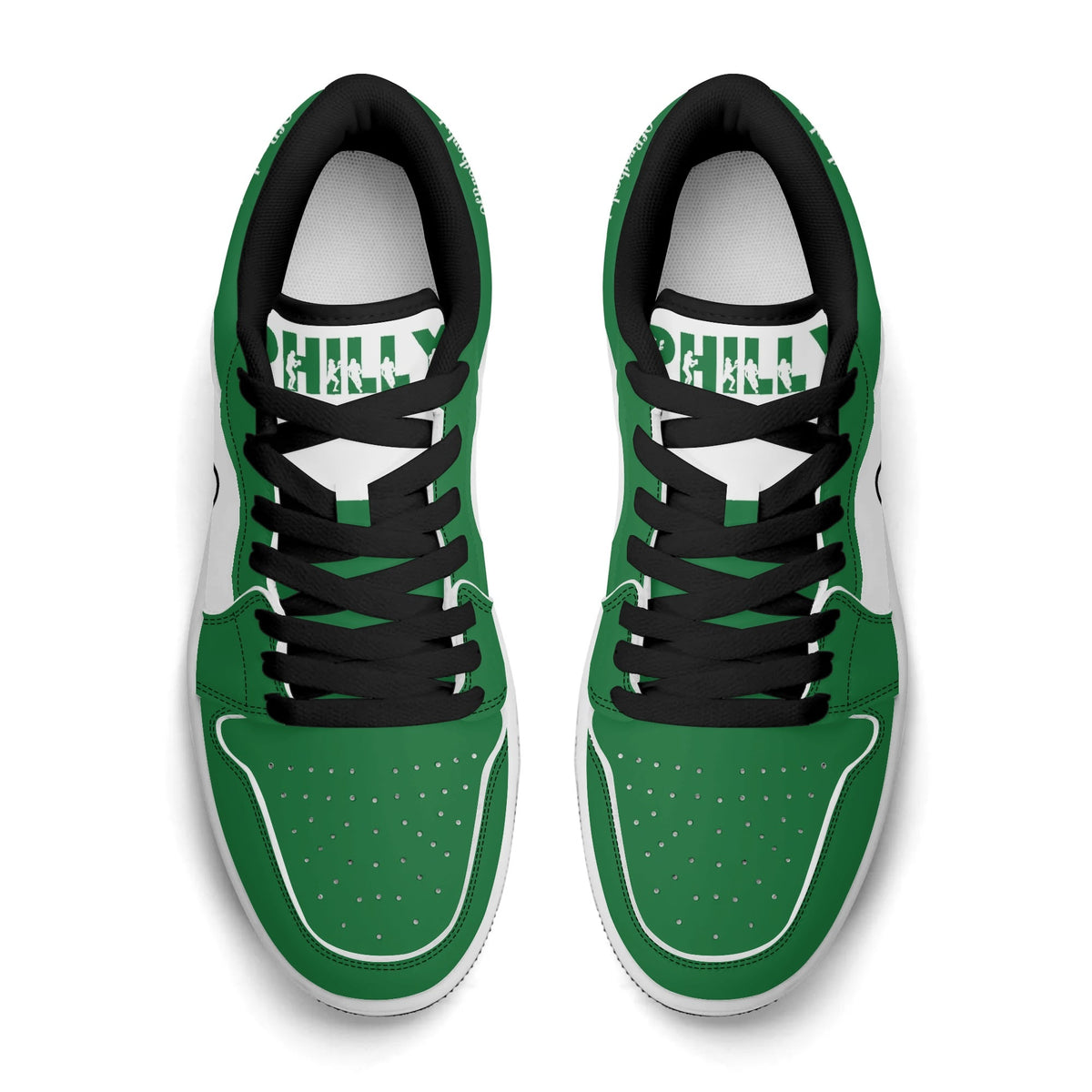 Philadelphia football Jamrock Low top sneakers in green, white with bold city mascot graphic on the quarter panel