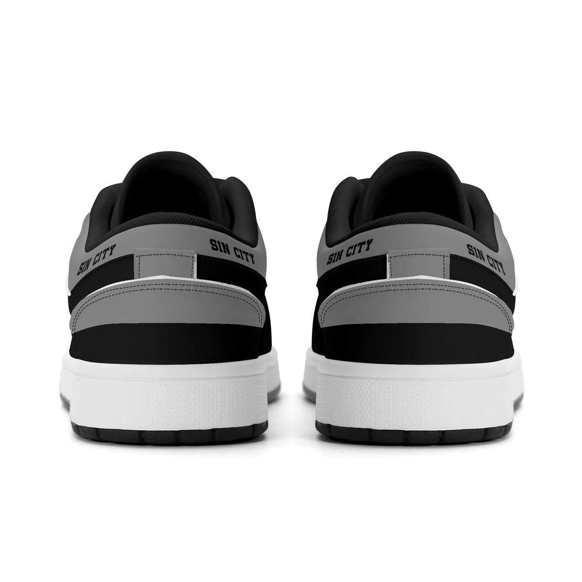 Heel view of Las Vegas football low tops with black lining