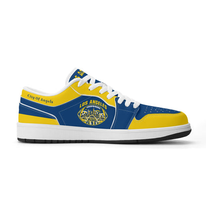 Opposite side of Los Angeles football low tops with City Of Angels script on the collar