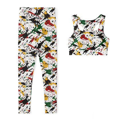 Rasta Padded Sports Bra & Leggings Set
