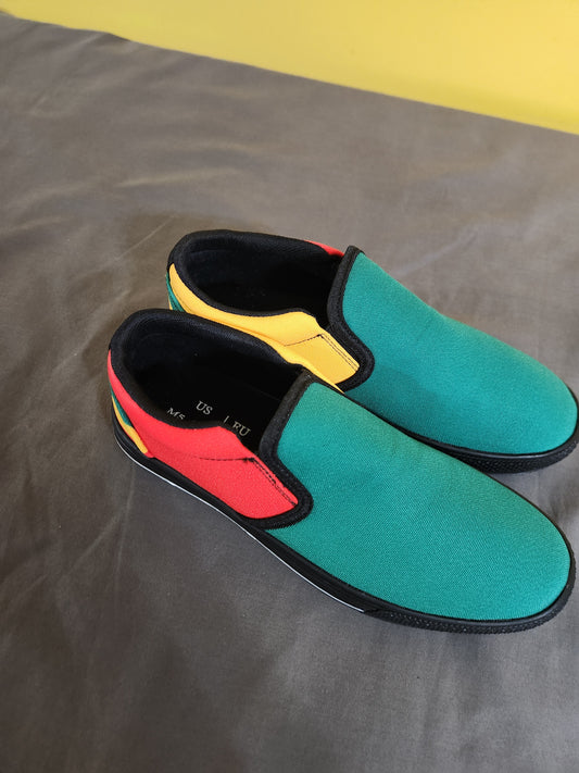 Rasta Colored Slip On Shoes - Size 7 Women