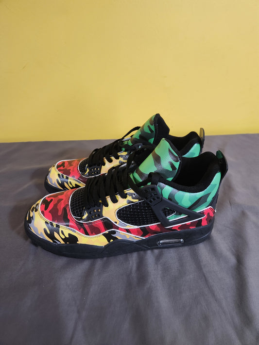 Rasta Shoes - Size 9.5 Mens Camo Basketball Sneakers