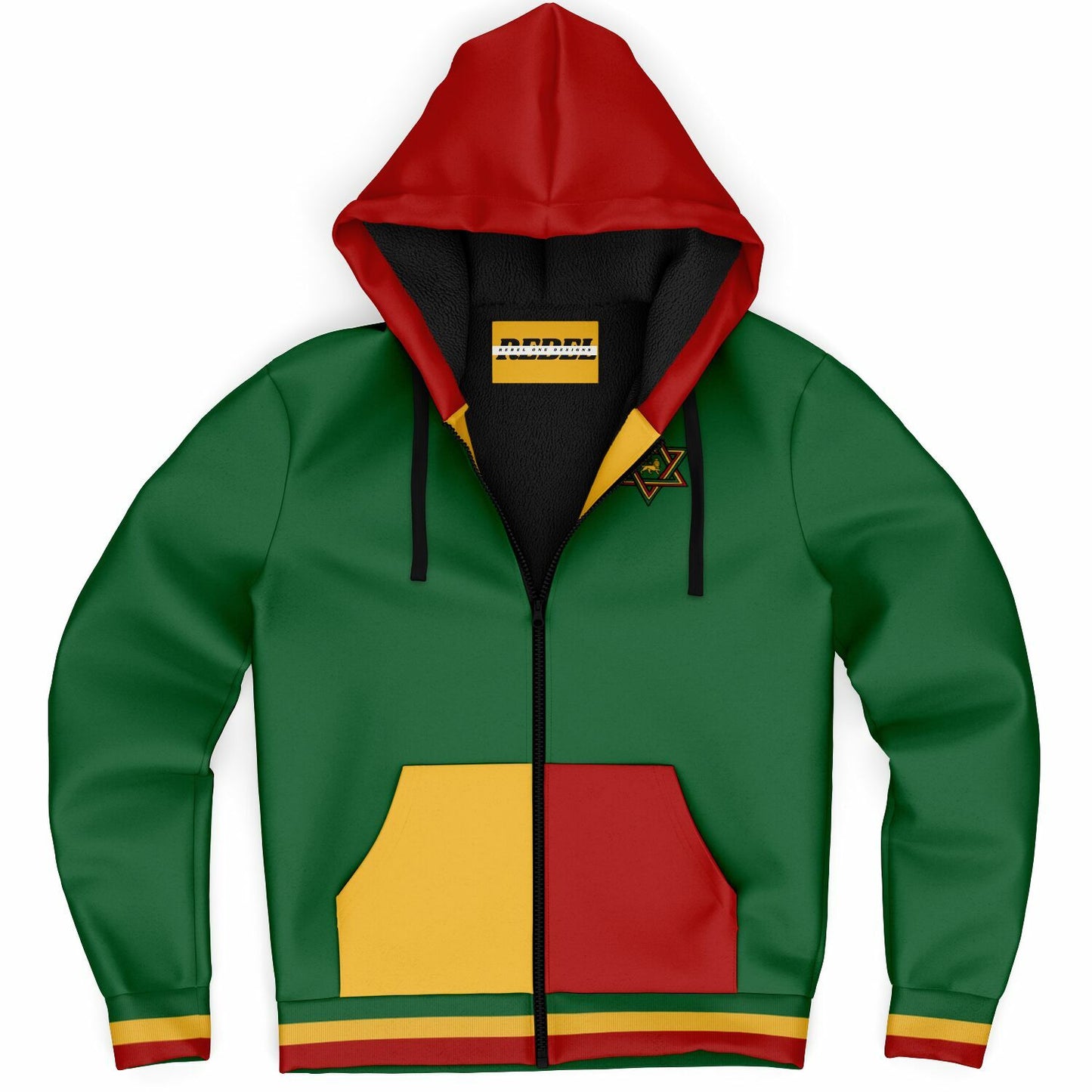 Rasta Fleece Lined Zip Up Hoodie